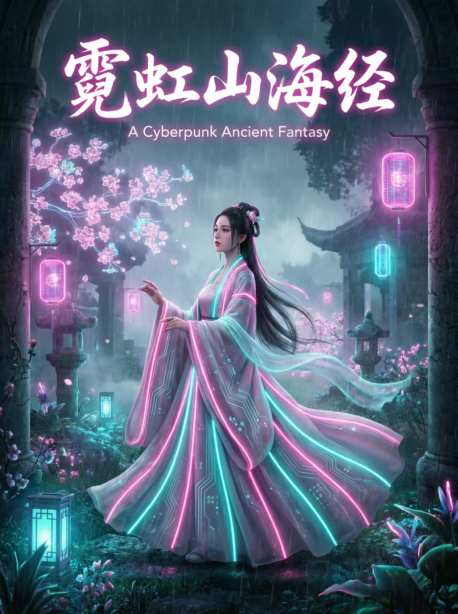 上海家化信息科技有限公司 古风奇缘短剧 - 霓虹山海经海报